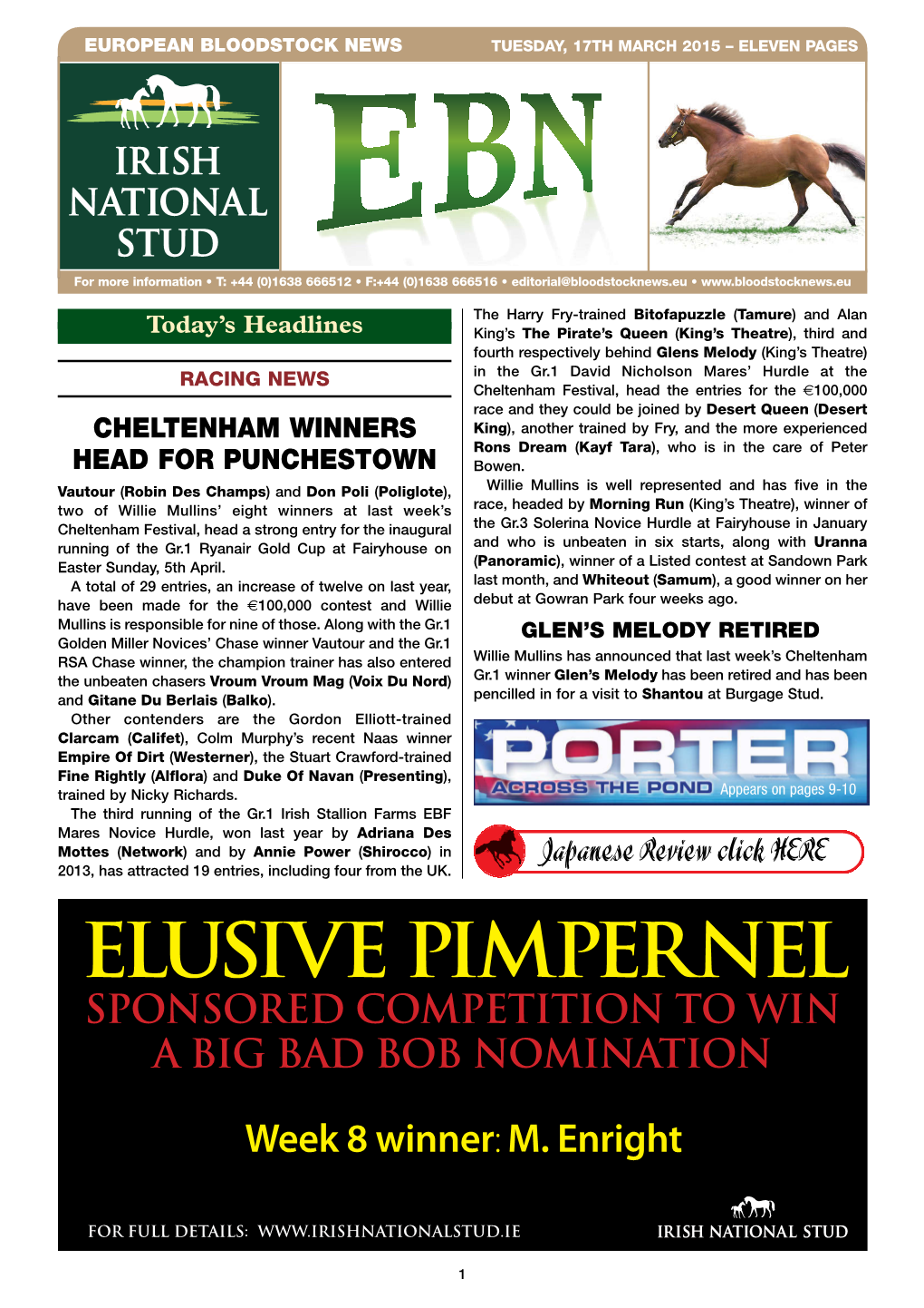 Elusive Pimpernel Sponsored Competition to Win a Big Bad Bob Nomination