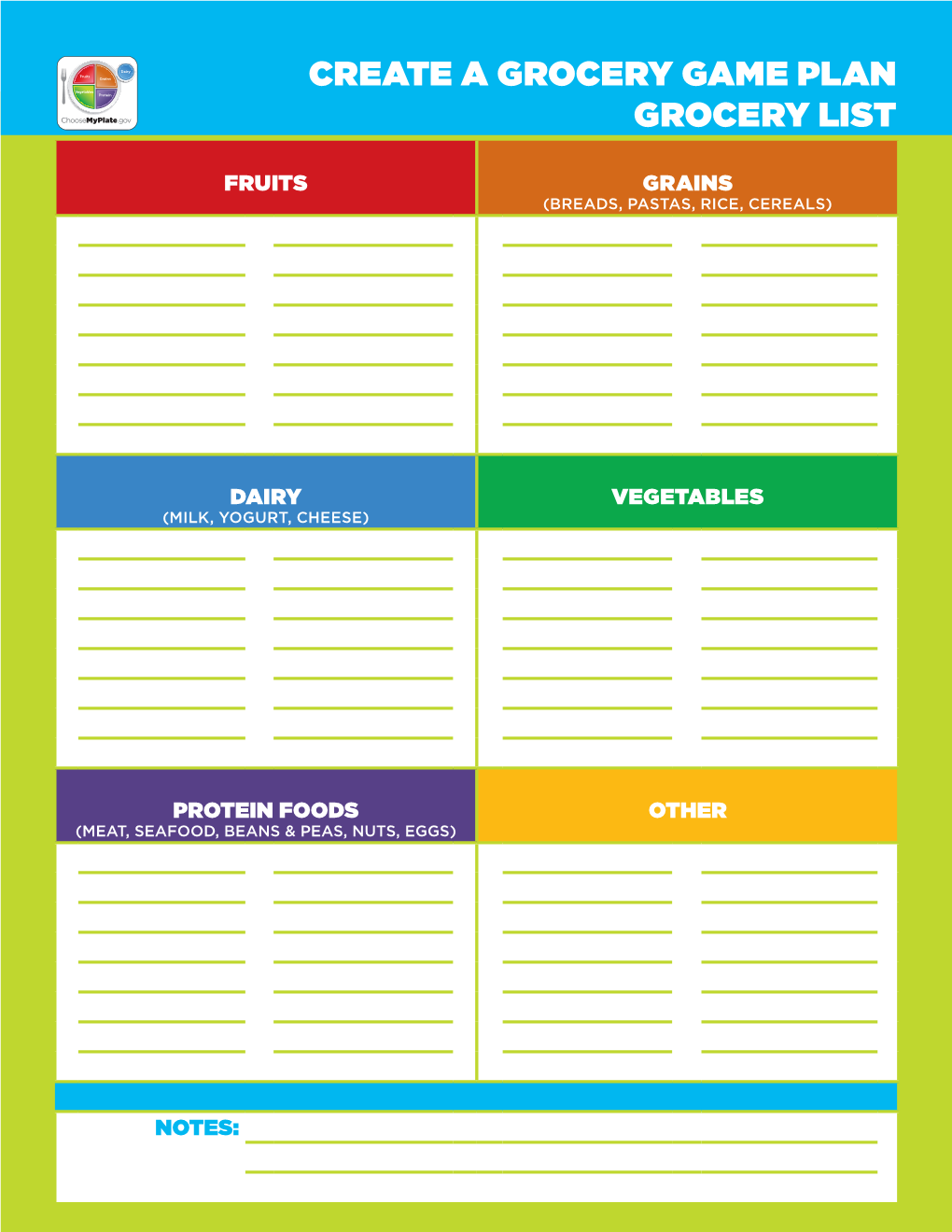 Create a Grocery Game Plan Grocery List