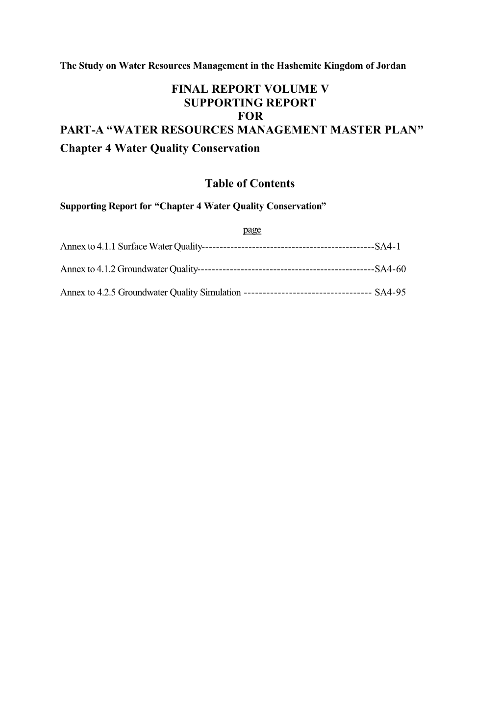 WATER RESOURCES MANAGEMENT MASTER PLAN” Chapter 4 Water Quality Conservation