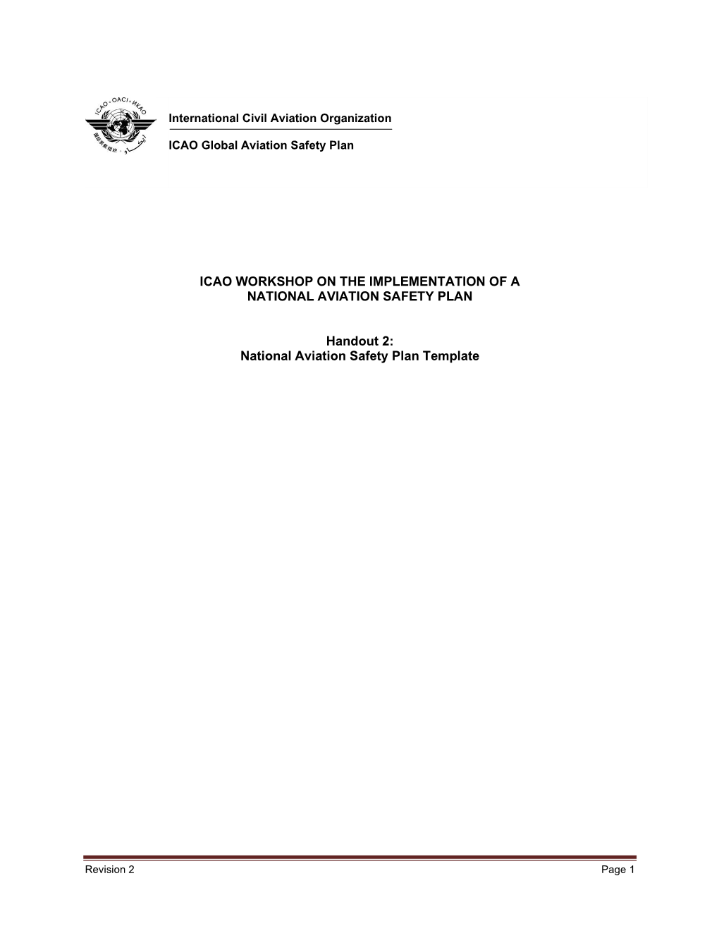 National Aviation Safety Plan Template