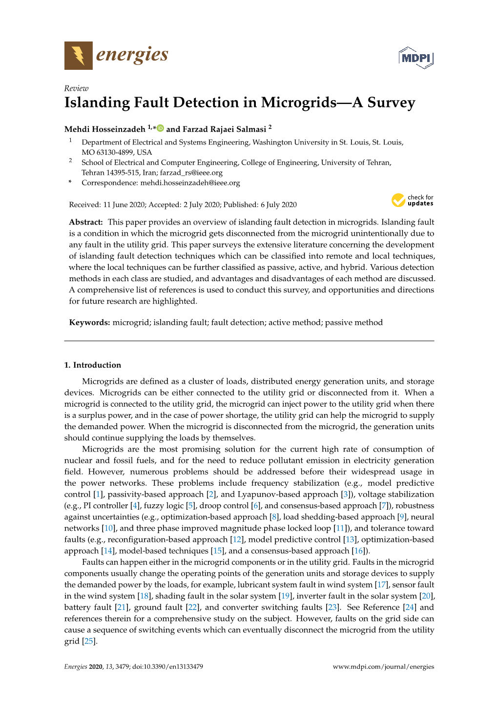 Islanding Fault Detection in Microgrids—A Survey