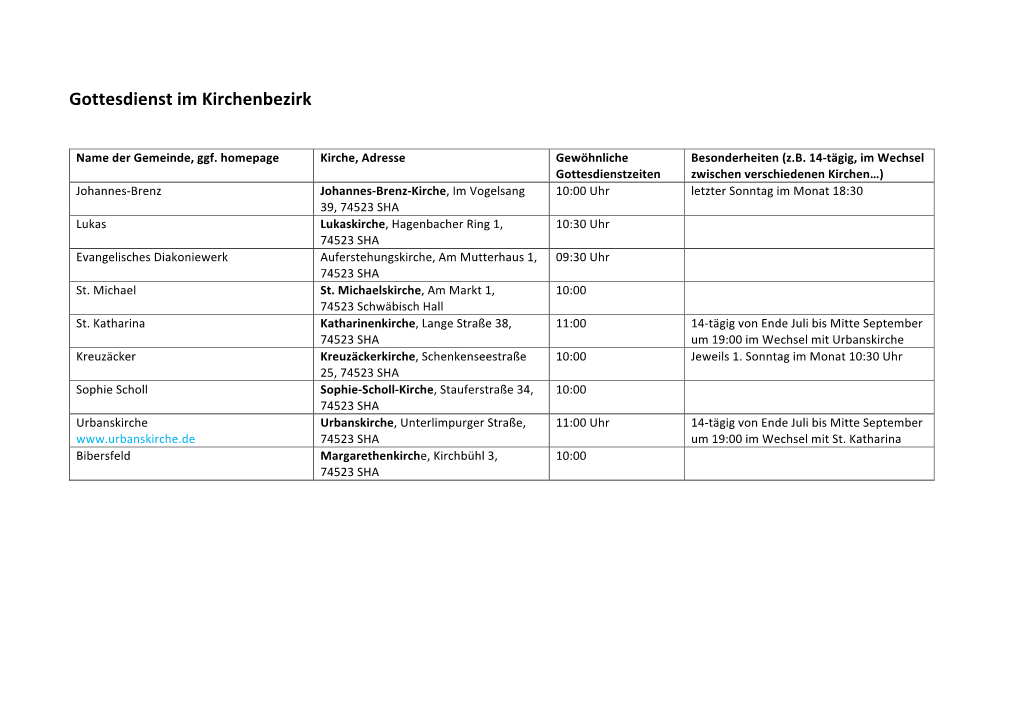 Gottesdienst Im Kirchenbezirk