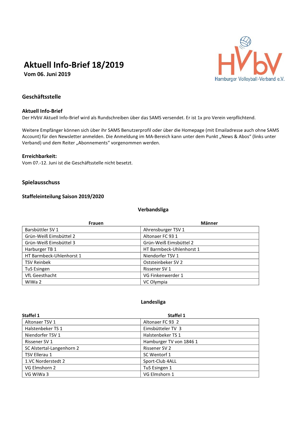 Aktuell Info-Brief 18/2019 Vom 06