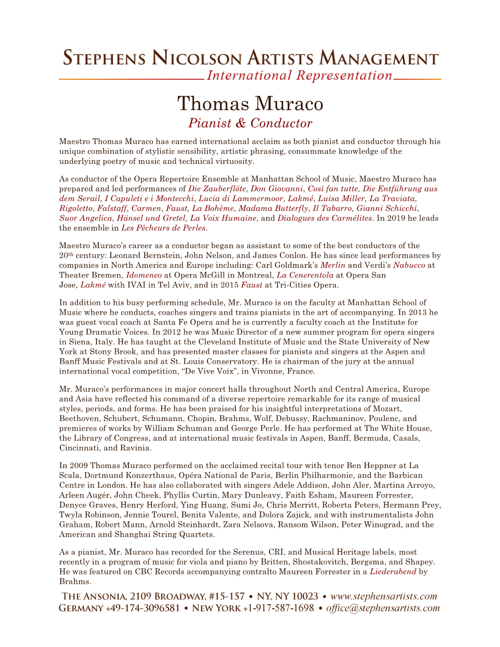 Thomas Muraco Pianist & Conductor