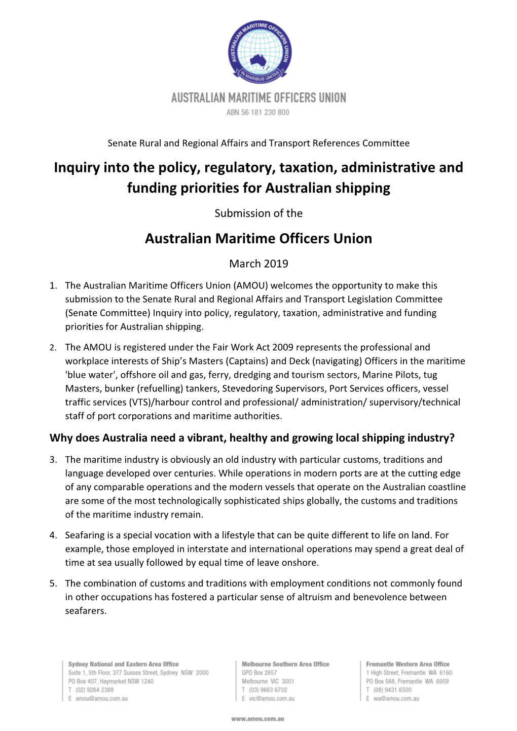 Inquiry Into the Policy, Regulatory, Taxation, Administrative and Funding