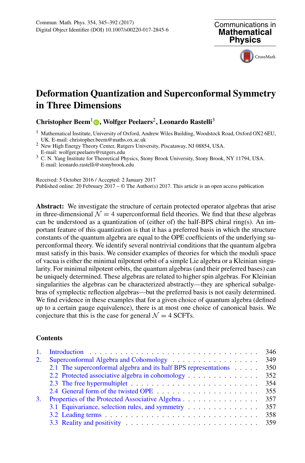 Deformation Quantization and Superconformal Symmetry in Three Dimensions
