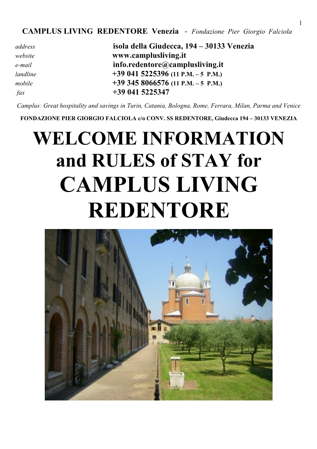 CAMPLUS LIVING Redentore Brochure.UK