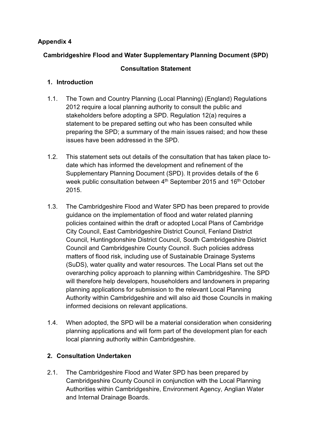 Appendix 4 Cambridgeshire Flood and Water Supplementary Planning