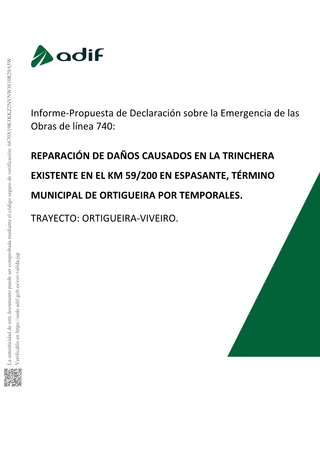 Informe‐Propuesta De Declaración Sobre La Emergencia De Las Obras De Línea 740