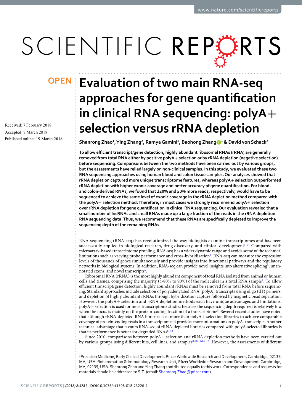 Evaluation of Two Main RNA-Seq Approaches for Gene Quantification