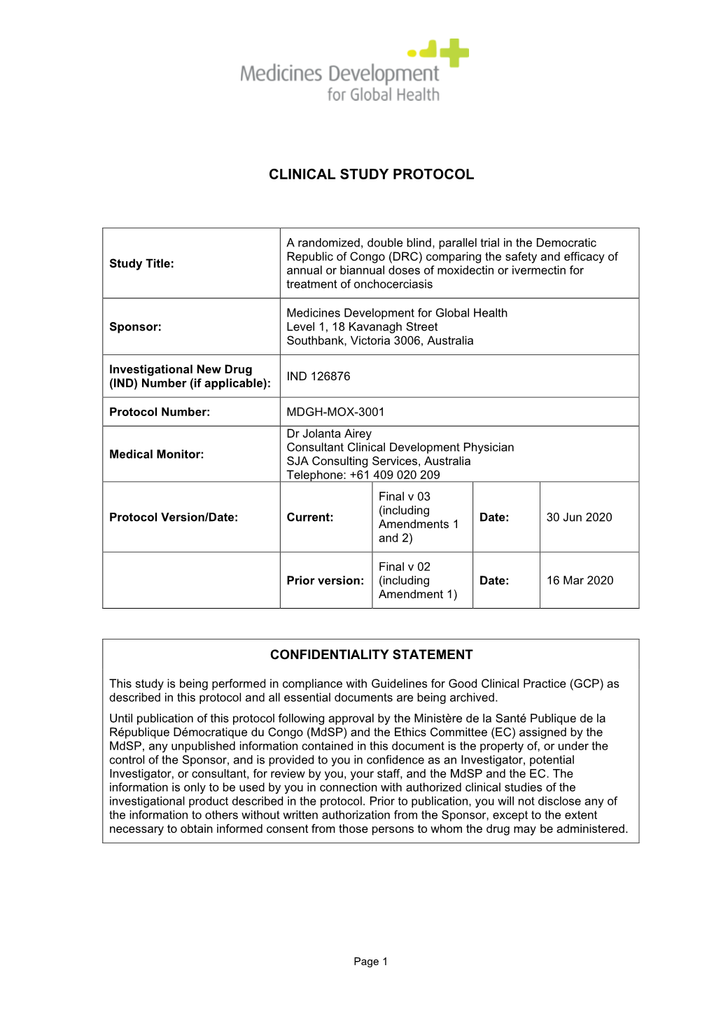 Clinical Study Protocol