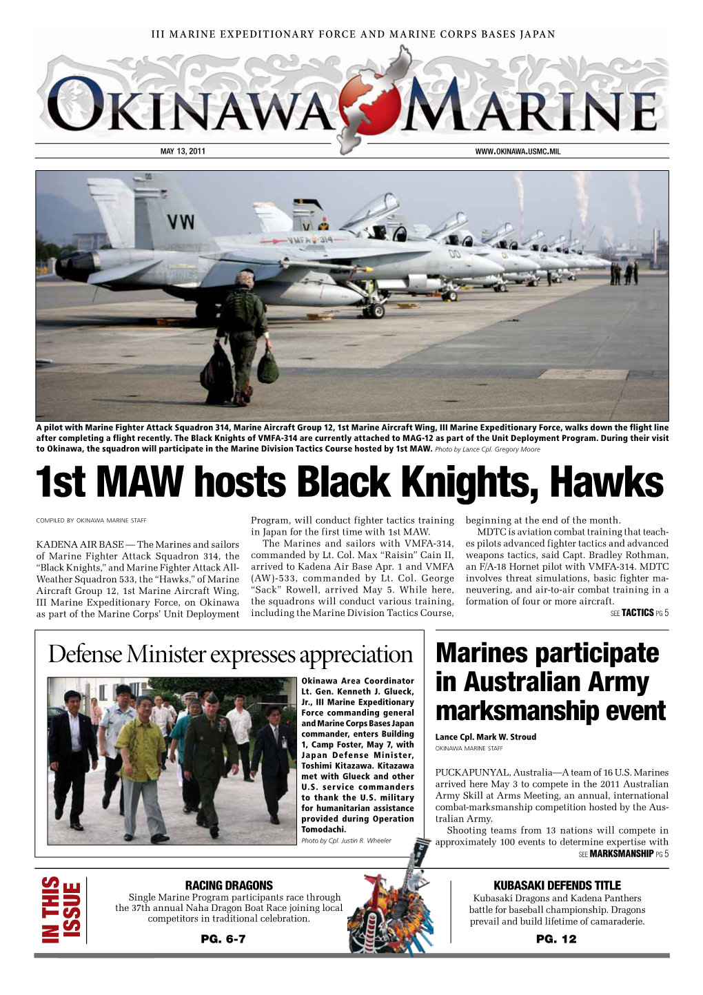 1St MAW Hosts Black Knights, Hawks Compiled by Okinawa Marine Staff Program, Will Conduct Fighter Tactics Training Beginning at the End of the Month