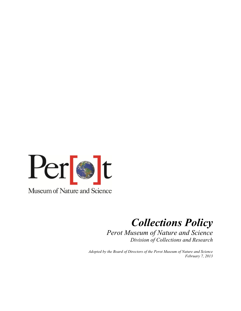 Museum of Nature and Science Collections Policy
