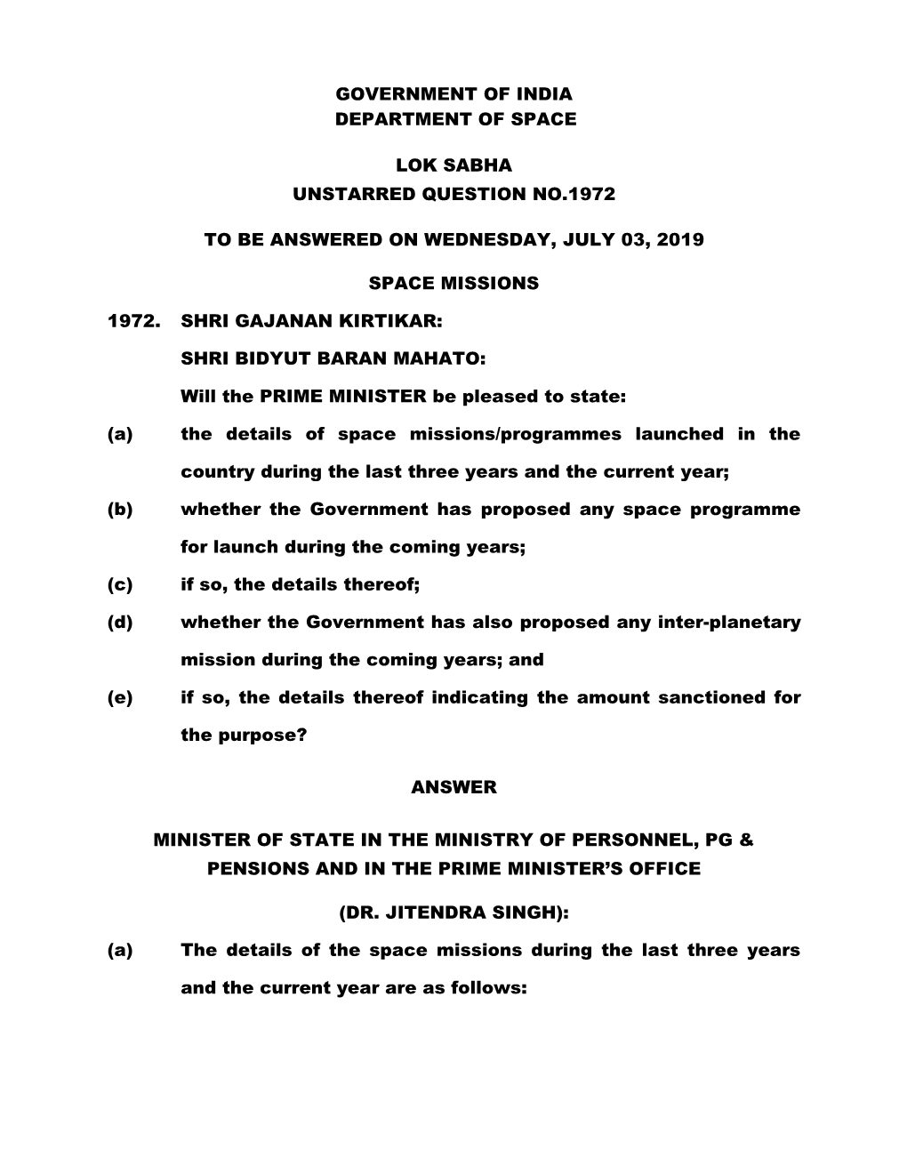 Lok Sabha Unstarred Question No.1972