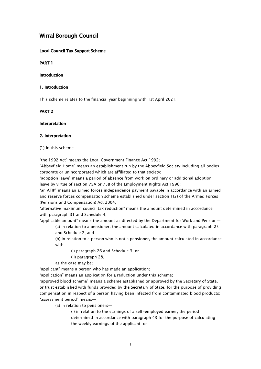 Local Council Tax Support Scheme 2021-22