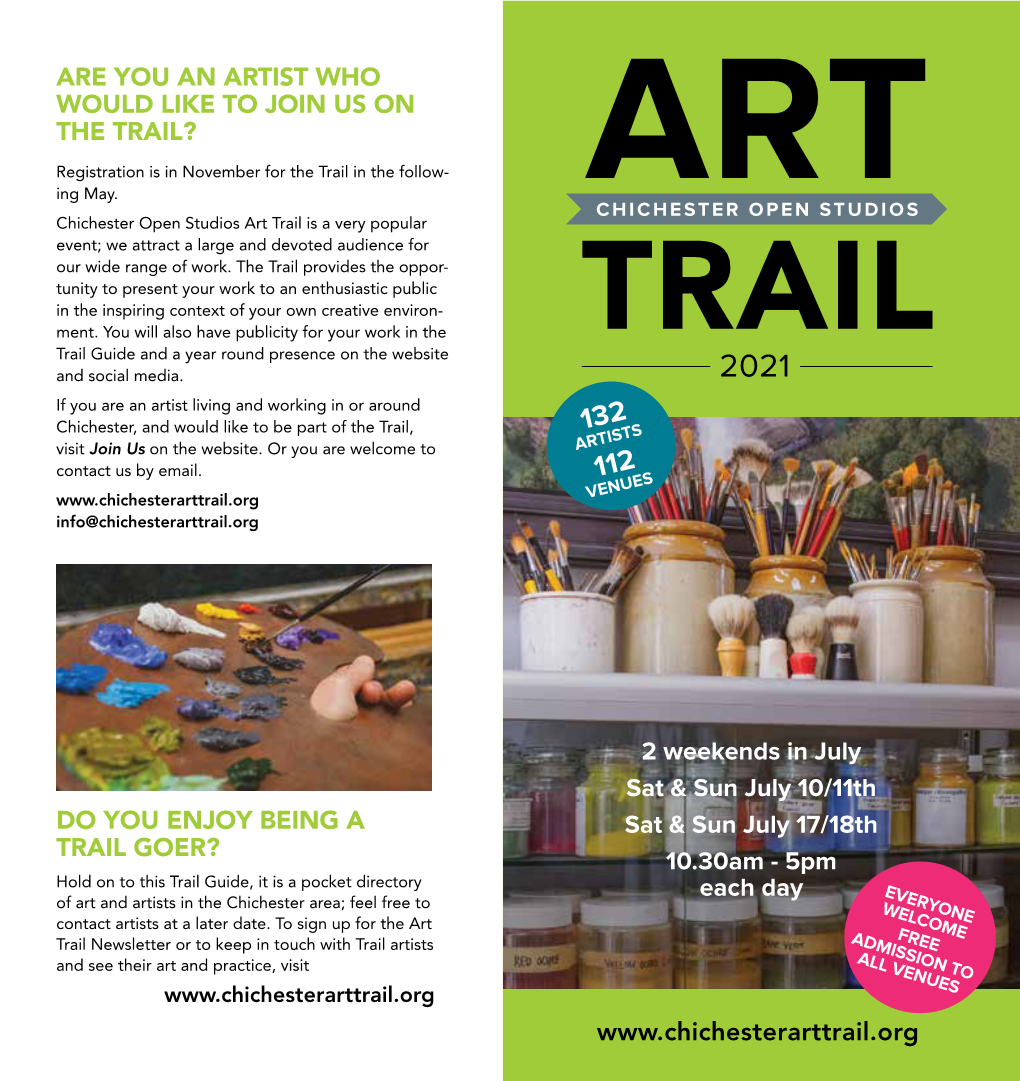 Are You an Artist Who Would Like to Join Us on the Trail? Registration Is in November for the Trail in the Follow- Ing May