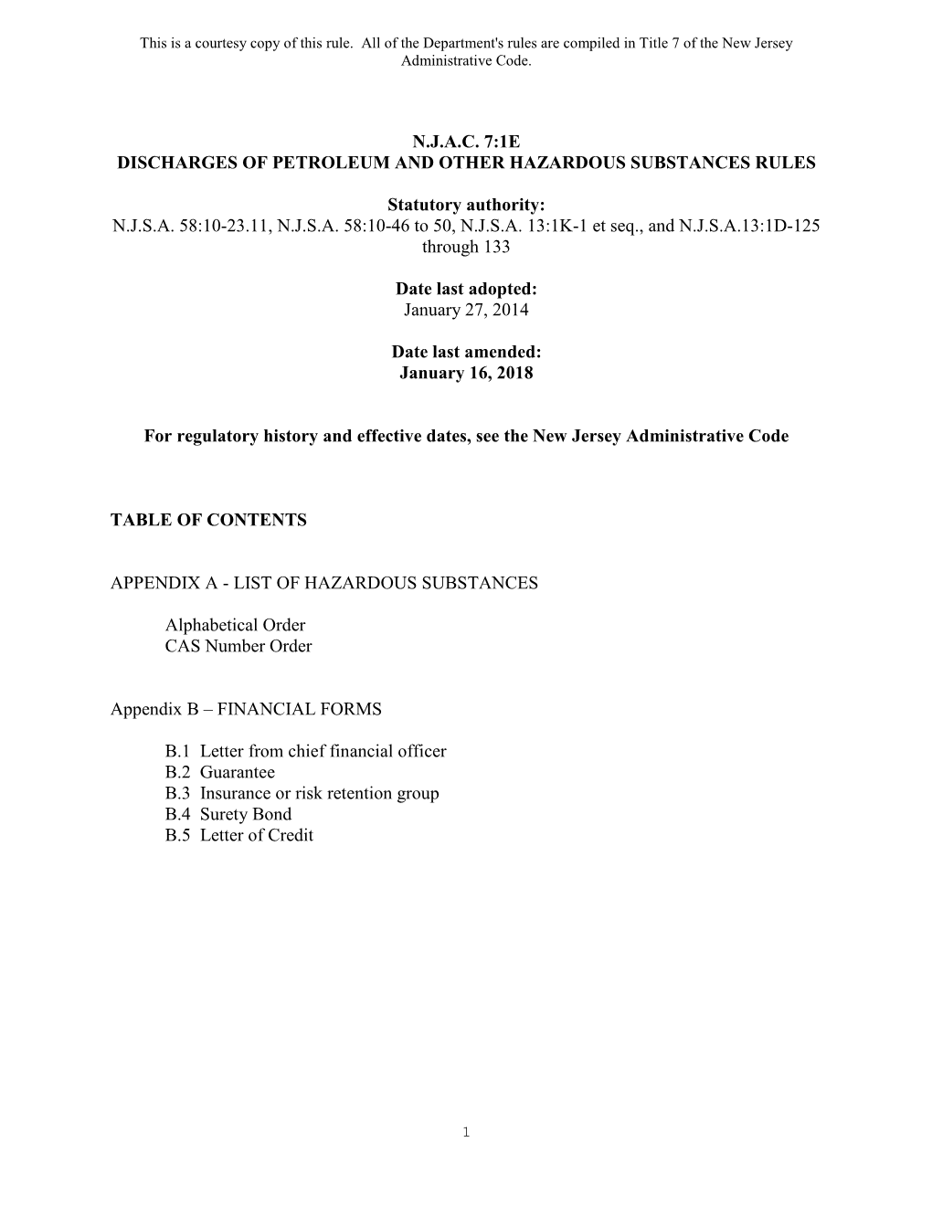 (N.J.A.C. 7:1E), Discharges of Petroleum and Other Hazardous