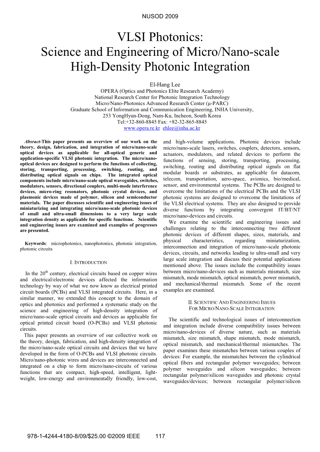 VLSI Photonics: Science and Engineering of Micro/Nano-Scale High-Density Photonic Integration