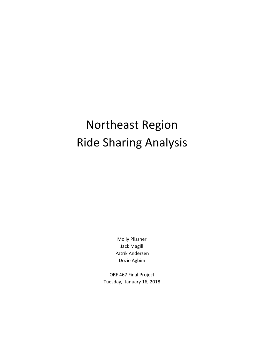 Northeast Region Ride Sharing Analysis