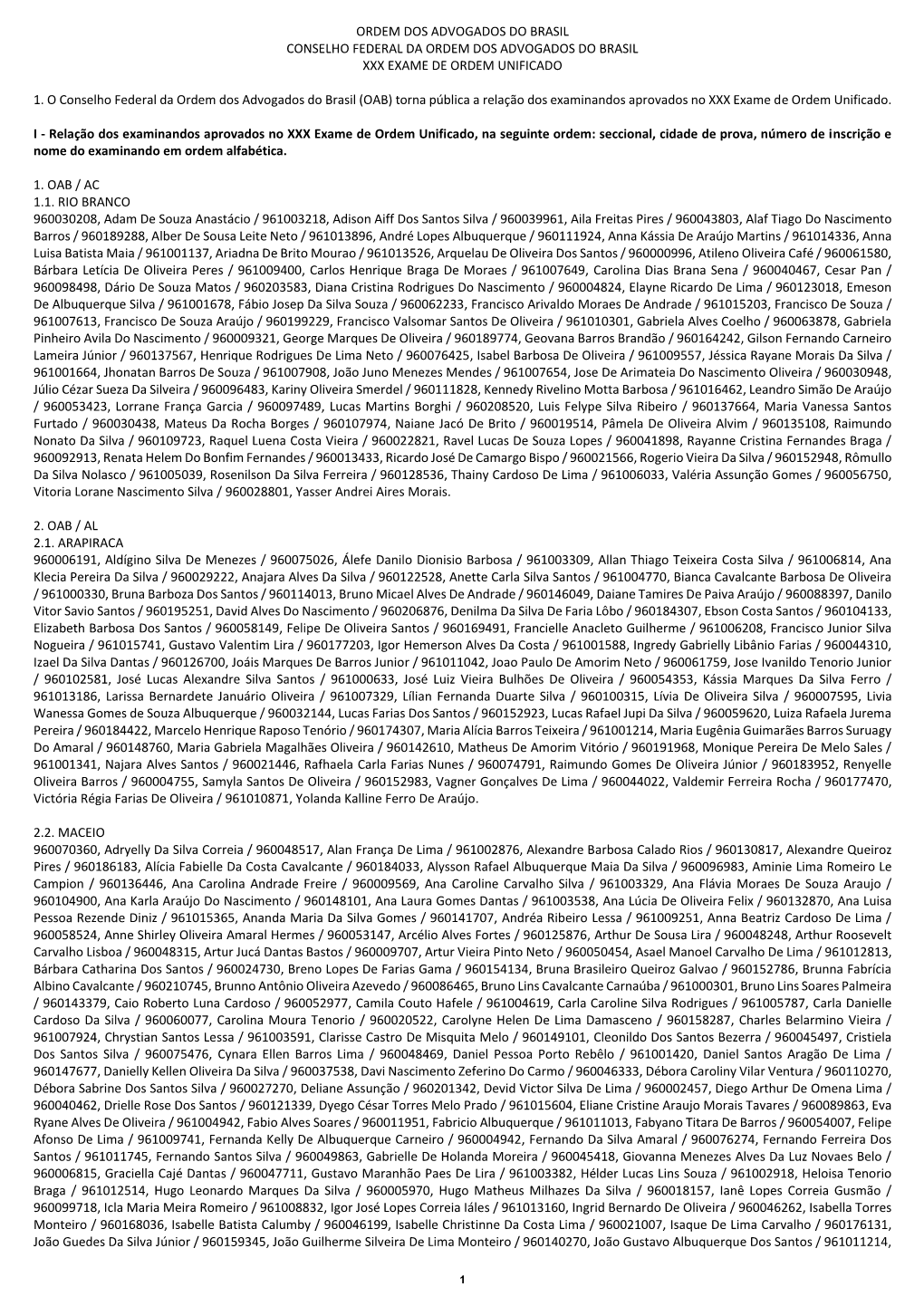 Ordem Dos Advogados Do Brasil Conselho Federal Da Ordem Dos Advogados Do Brasil Xxx Exame De Ordem Unificado