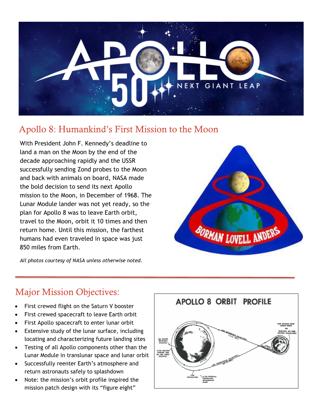 Apollo 8: Humankind’S First Mission to the Moon