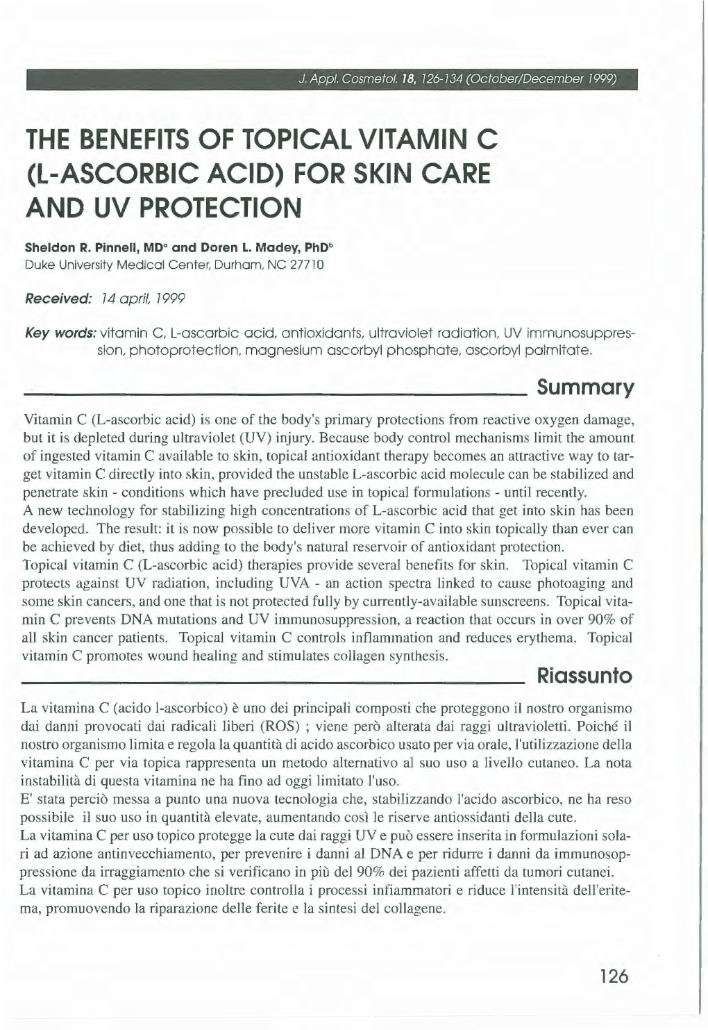 The Benefits of Topical Vitamin C (L-Ascorbic Acid) for Skin Care Ano Uv Protection