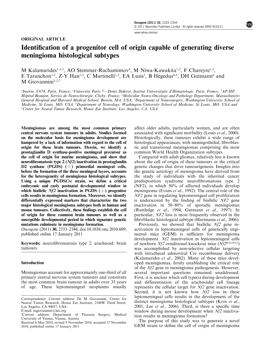 Identification of a Progenitor Cell of Origin Capable of Generating