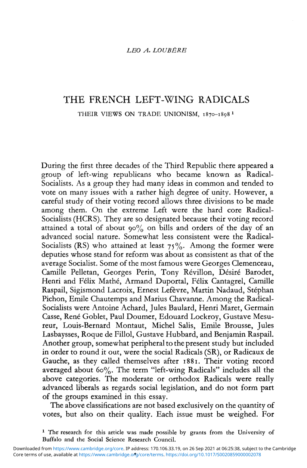 The French Left-Wing Radicals