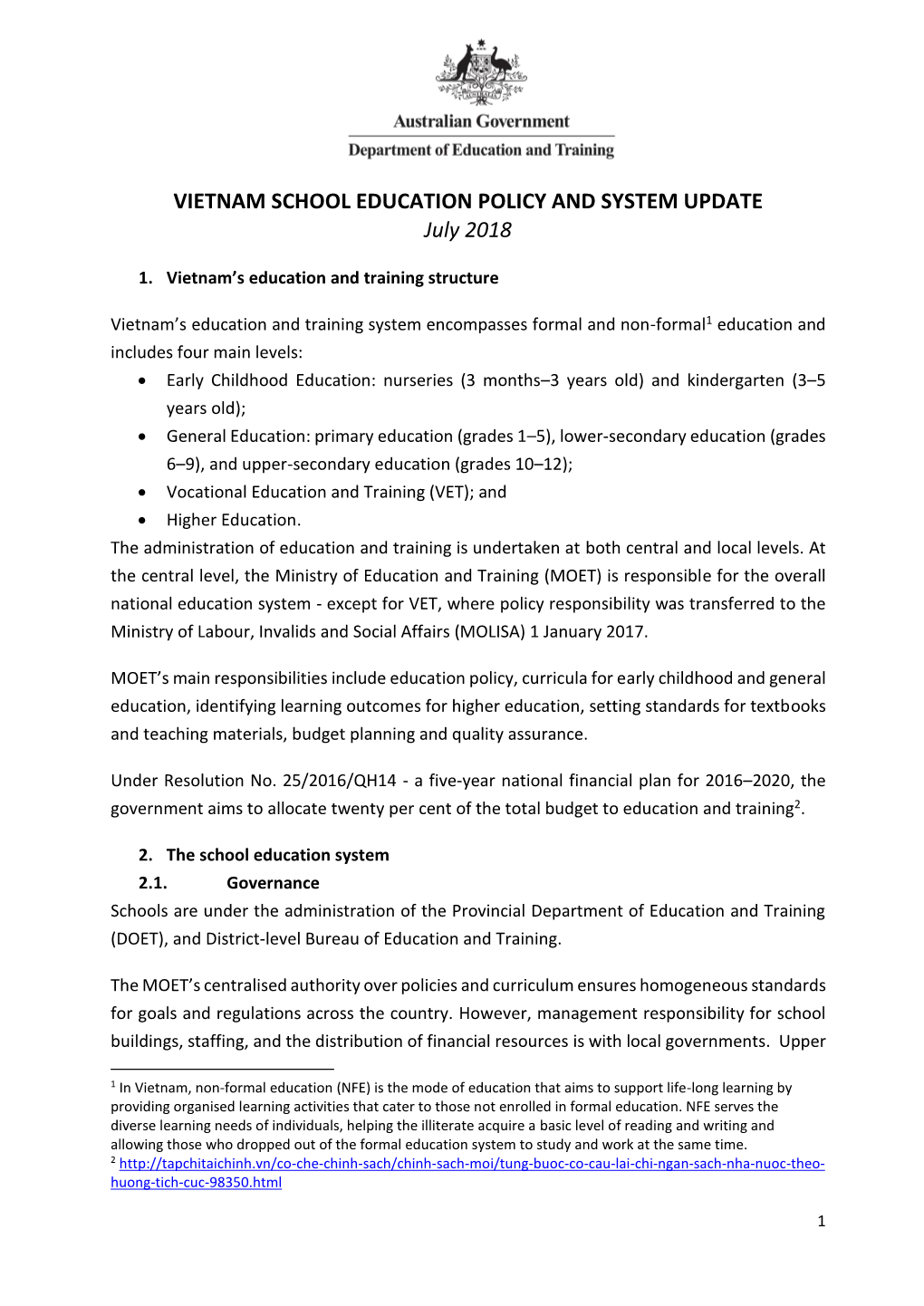 Vietnam School Education Policy and Systems Update.Pdf