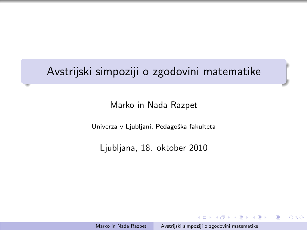 Avstrijski Simpoziji O Zgodovini Matematike