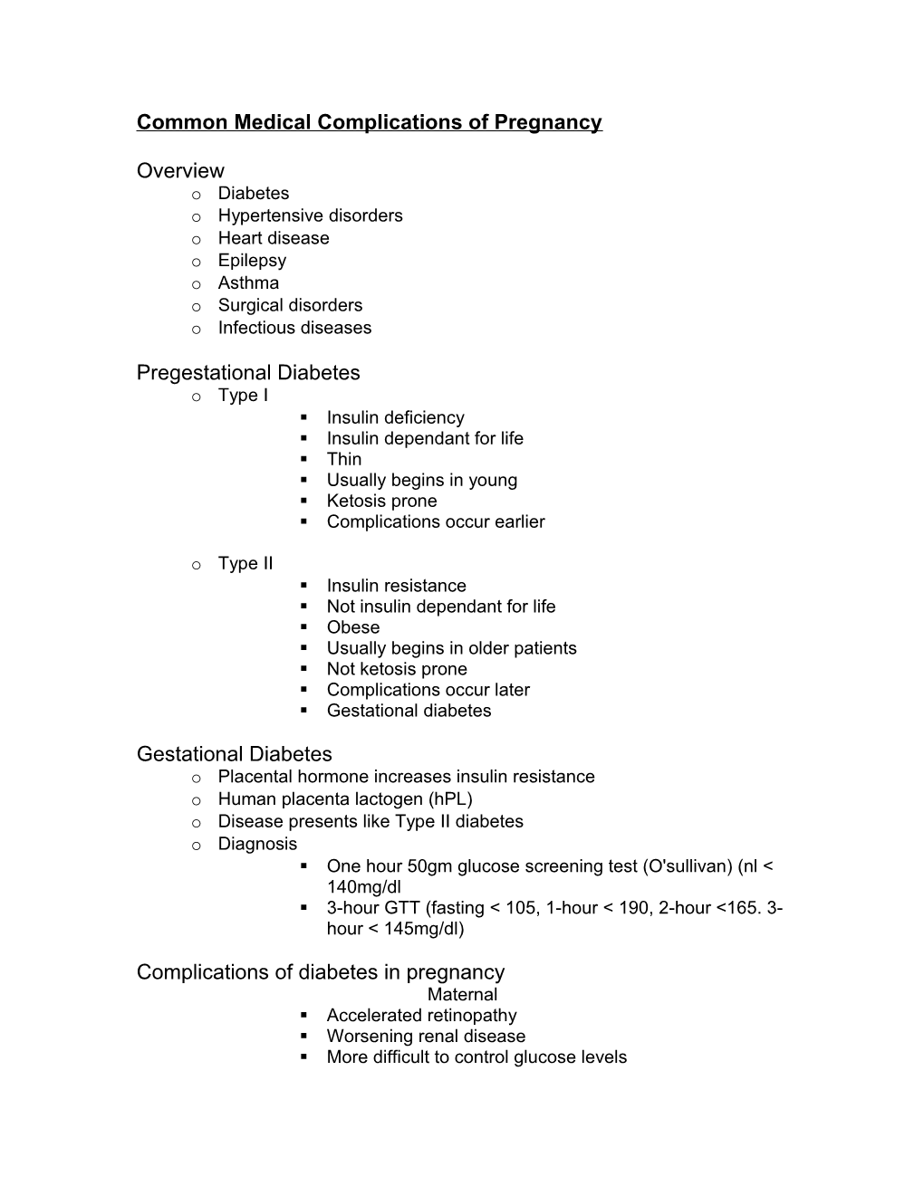 Common Medical Complications of Pregnancy