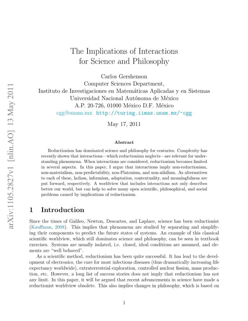 The Implications of Interactions for Science and Philosophy