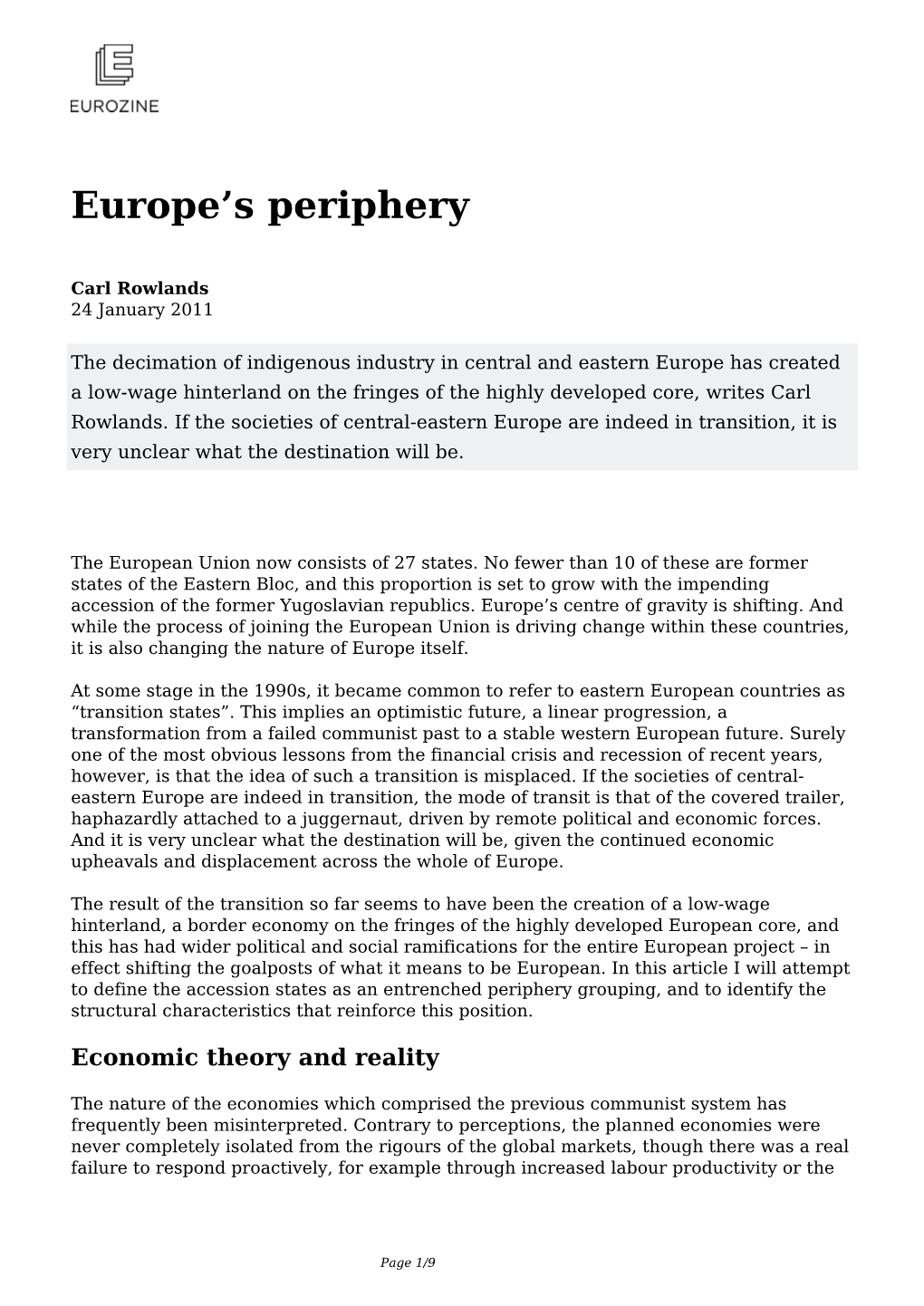 Europe's Periphery
