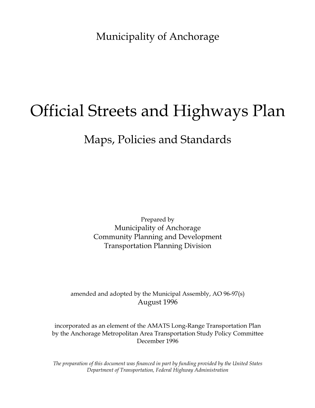 Official Streets and Highways Plan