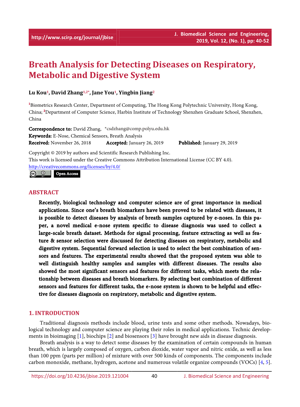 Breath Analysis for Detecting Diseases on Respiratory, Metabolic and Digestive System