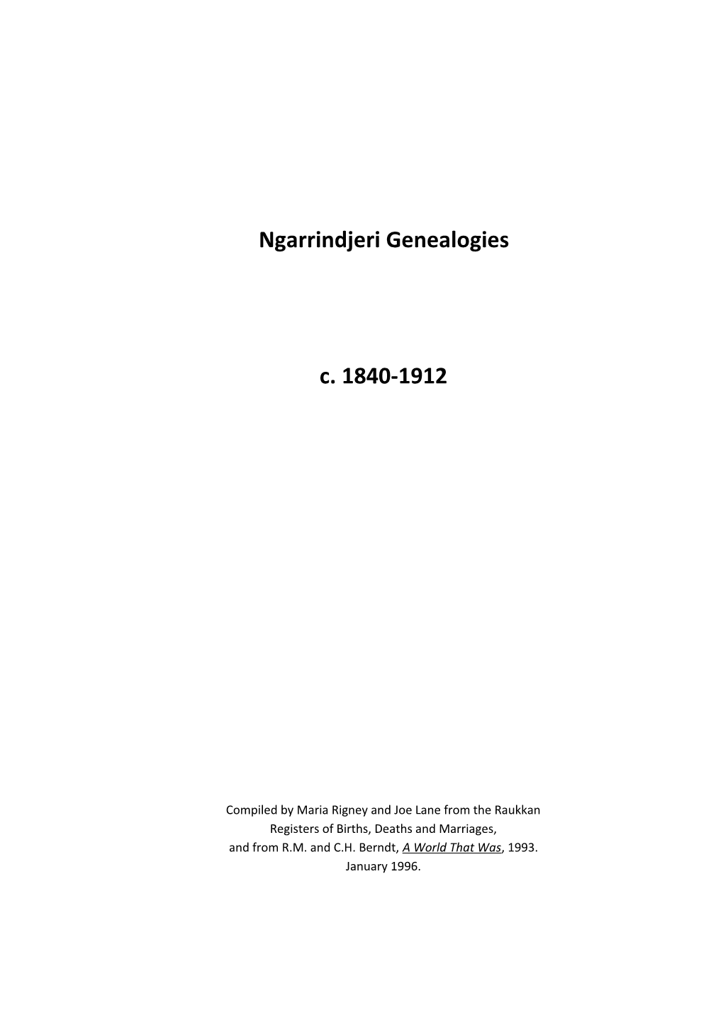 Ngarrindjeri Genealogies