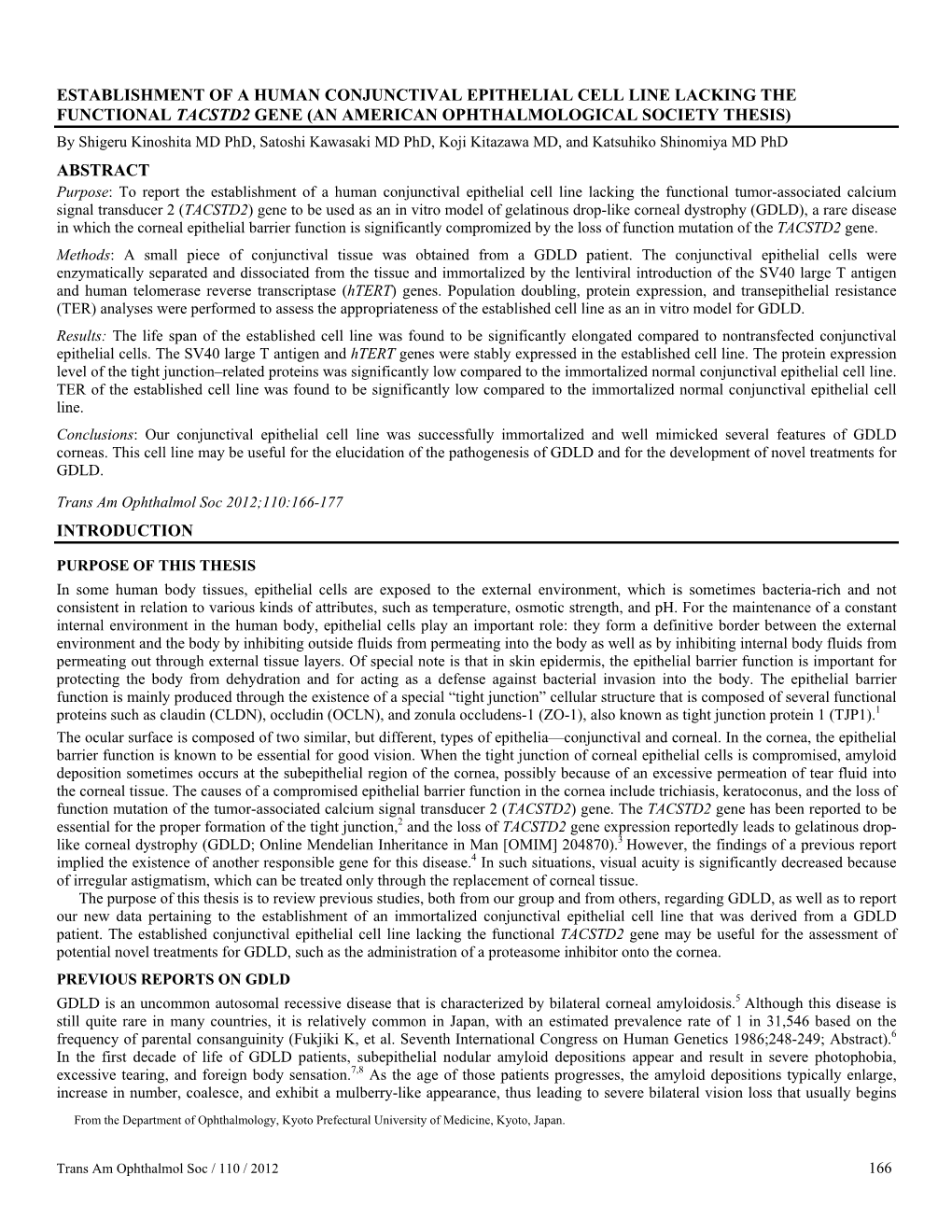 Establishment of a Human Conjunctival Epithelial Cell Line