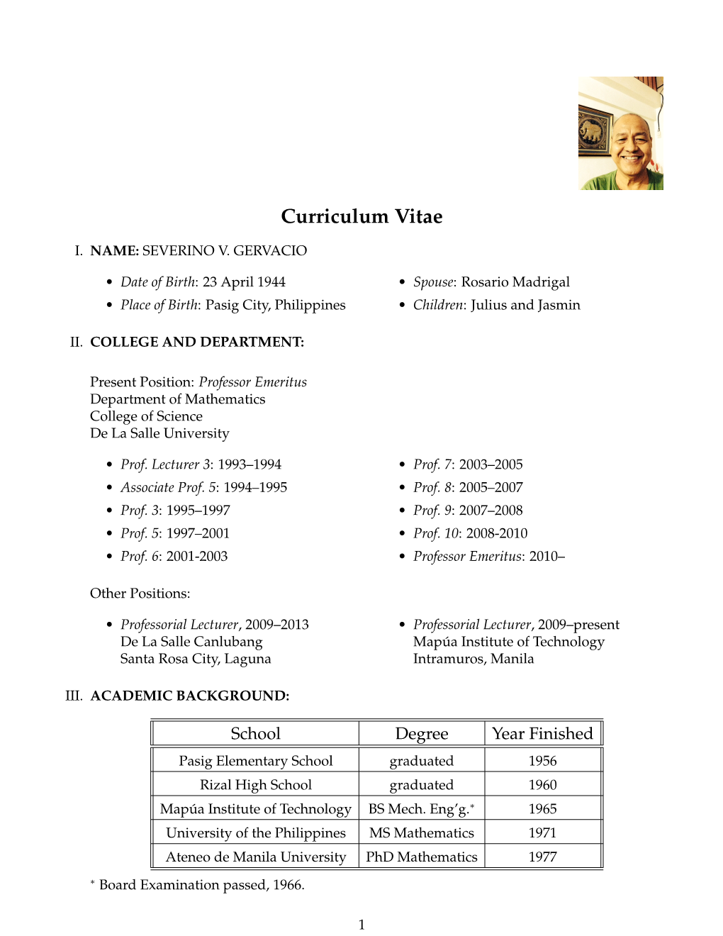 Curriculum Vitae