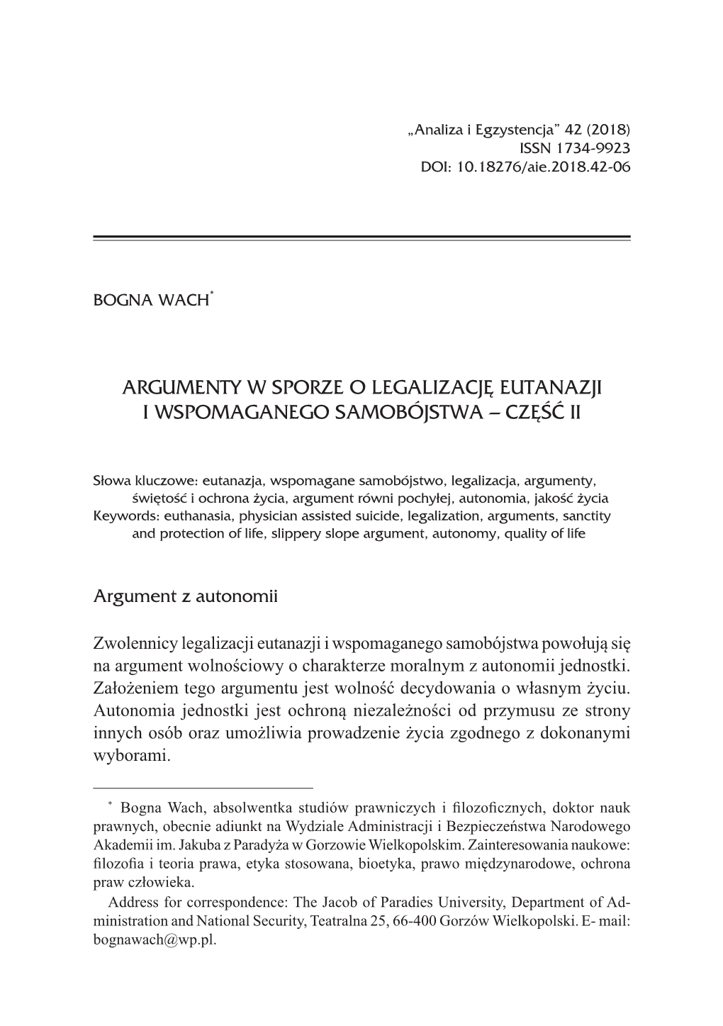 Argumenty W Sporze O Legalizację Eutanazji I Wspomaganego Samobójstwa – Część Ii