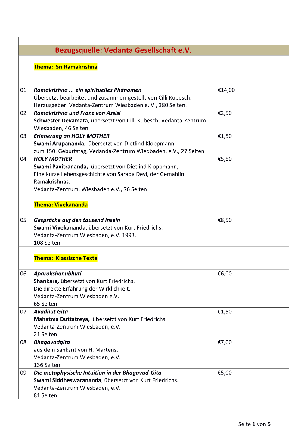 Bezugsquelle: Vedanta Gesellschaft E.V