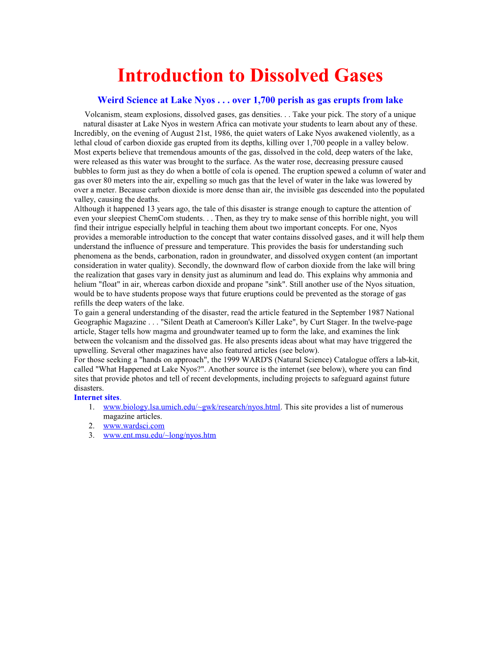 Introduction to Dissolved Gases