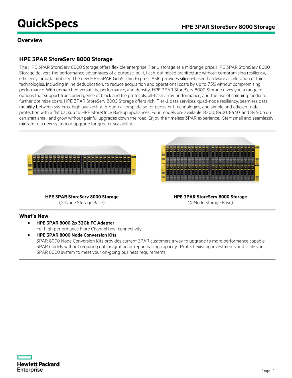 HPE 3PAR Storeserv 8000 Storage Overview