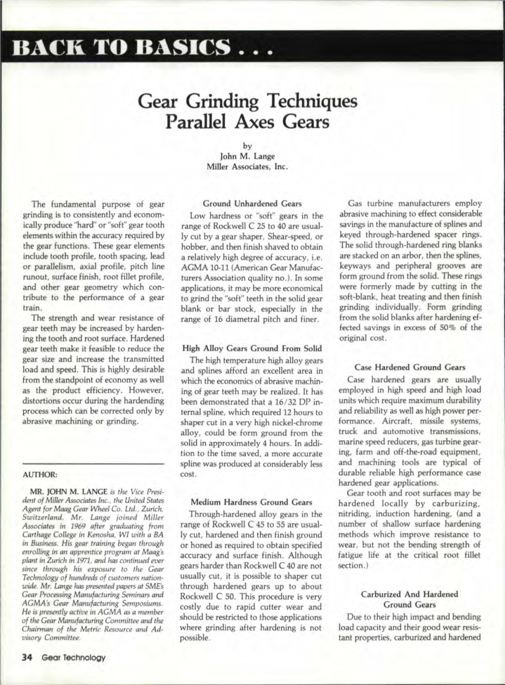 Gear Grinding Techniques Parallel Axes Cears