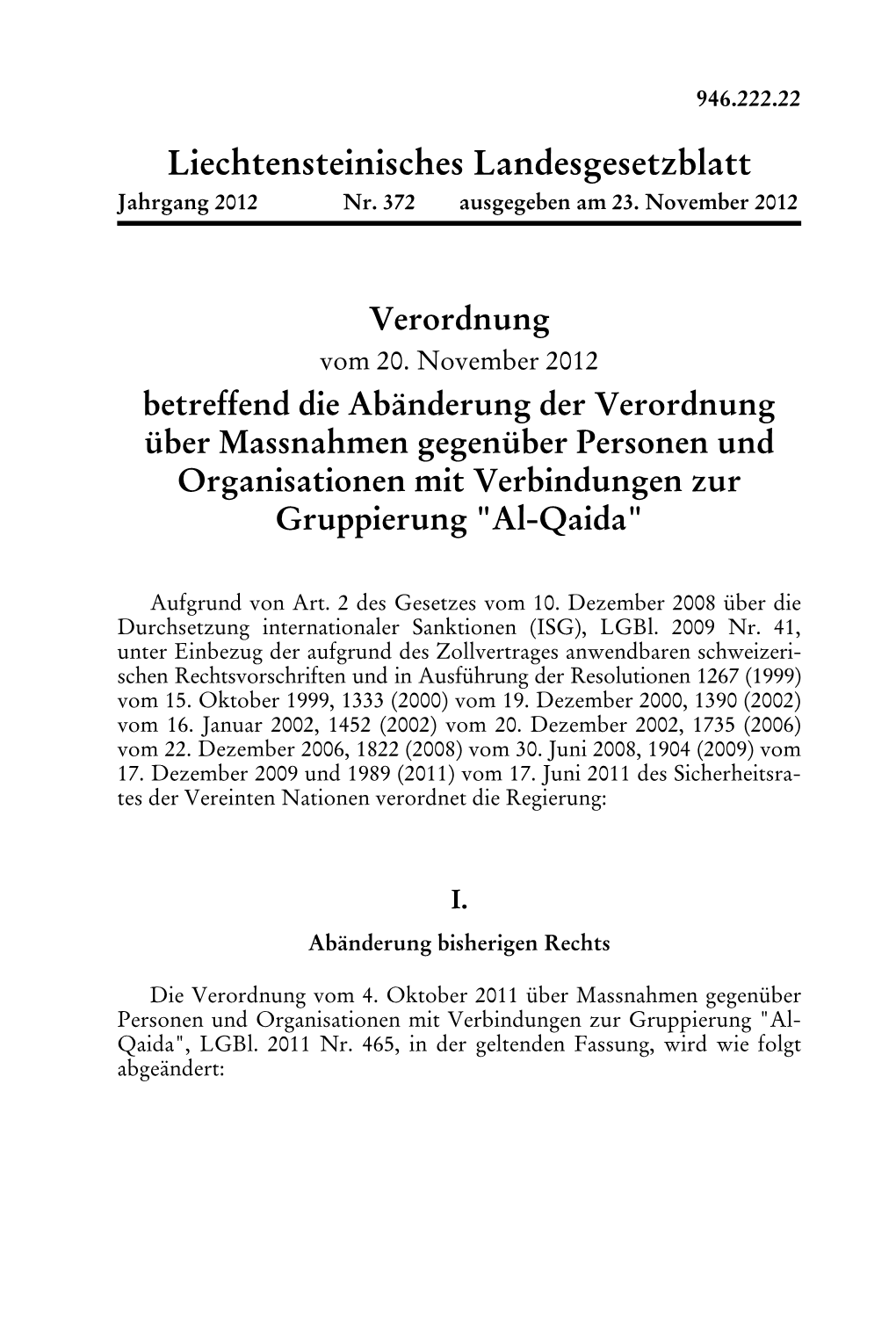 Liechtensteinisches Landesgesetzblatt Jahrgang 2012 Nr