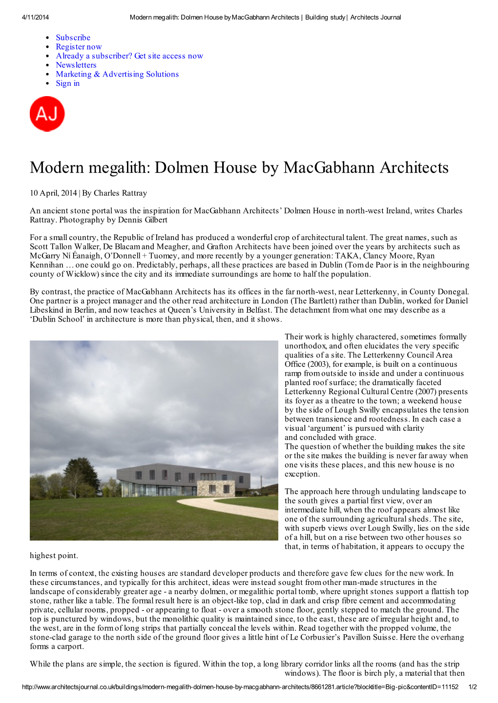 Modern Megalith: Dolmen House by Macgabhann Architects | Building Study | Architects Journal