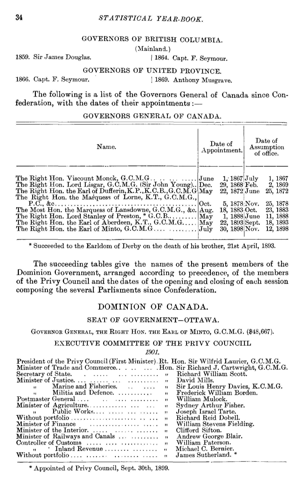 GOVERNORS GENERAL of CANADA. I