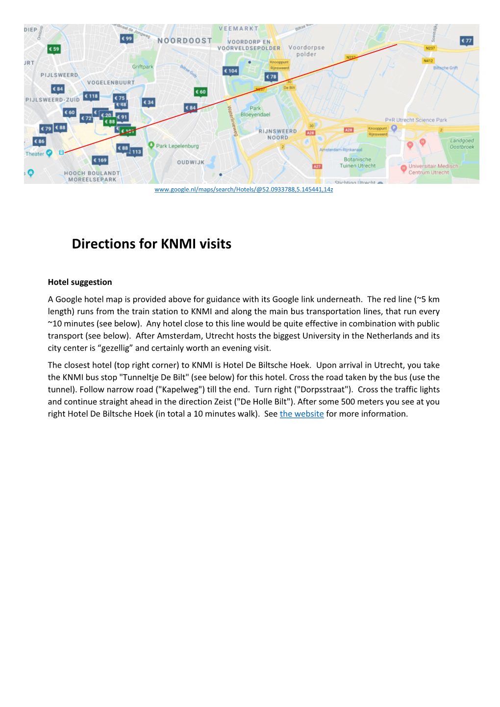 Directions for KNMI Visits