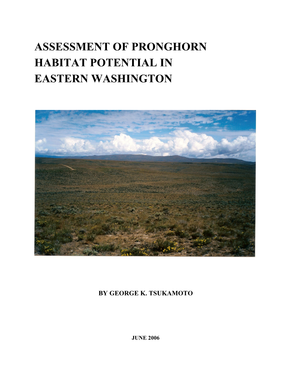 Assessment of Pronghorn Habitat Potential in Eastern Washington