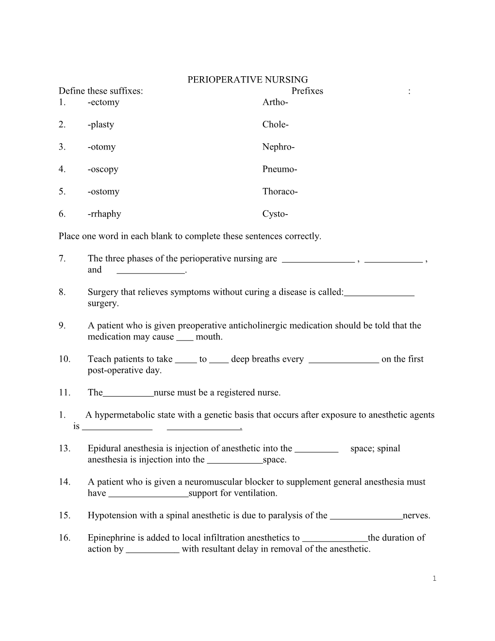 Define These Suffixes: Prefixes