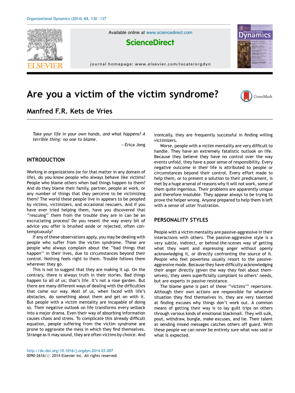 Are You a Victim of the Victim Syndrome?